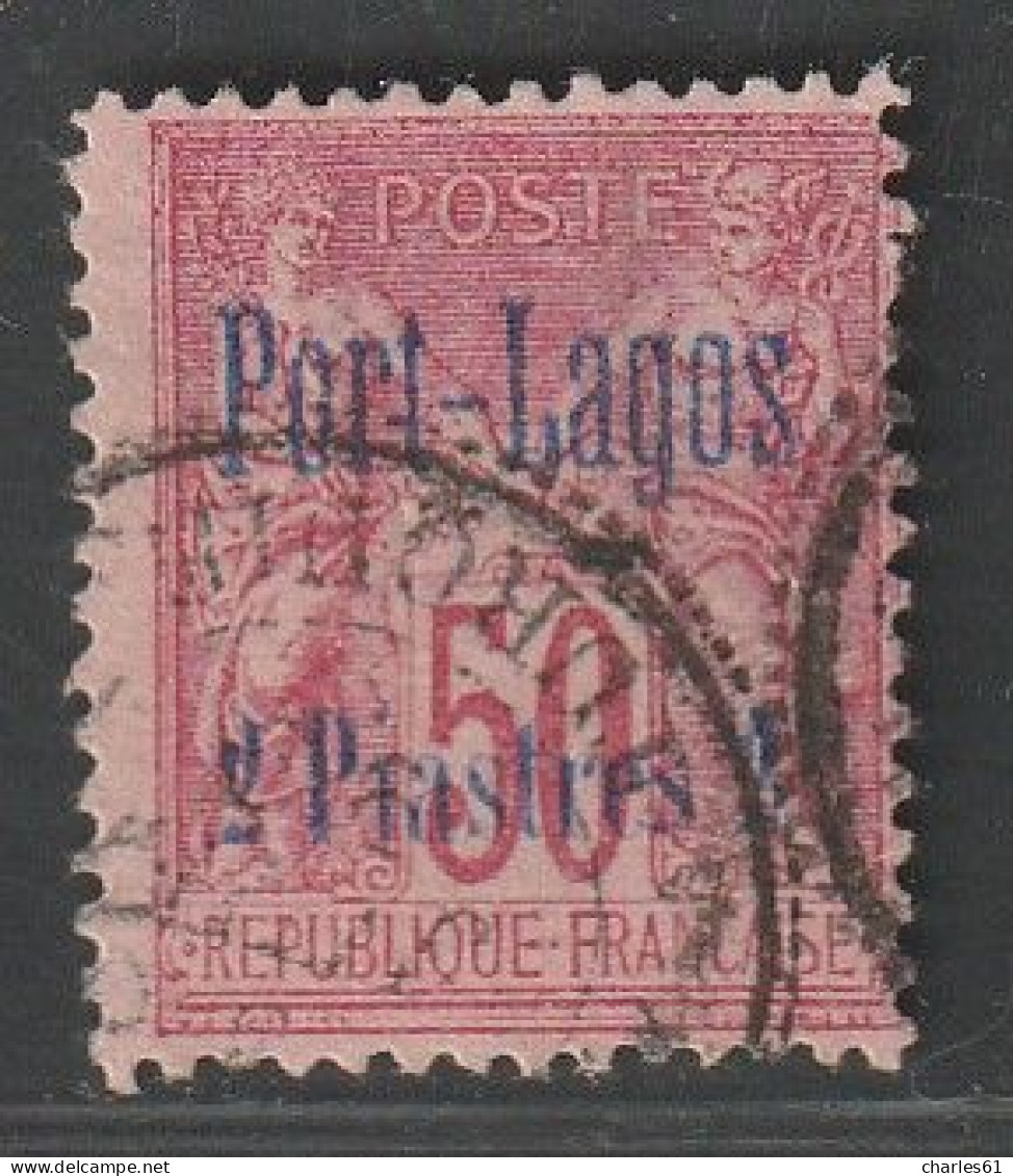 PORT LAGOS - N°5 Obl (1893) 2p Sur 50c Rose - Usados