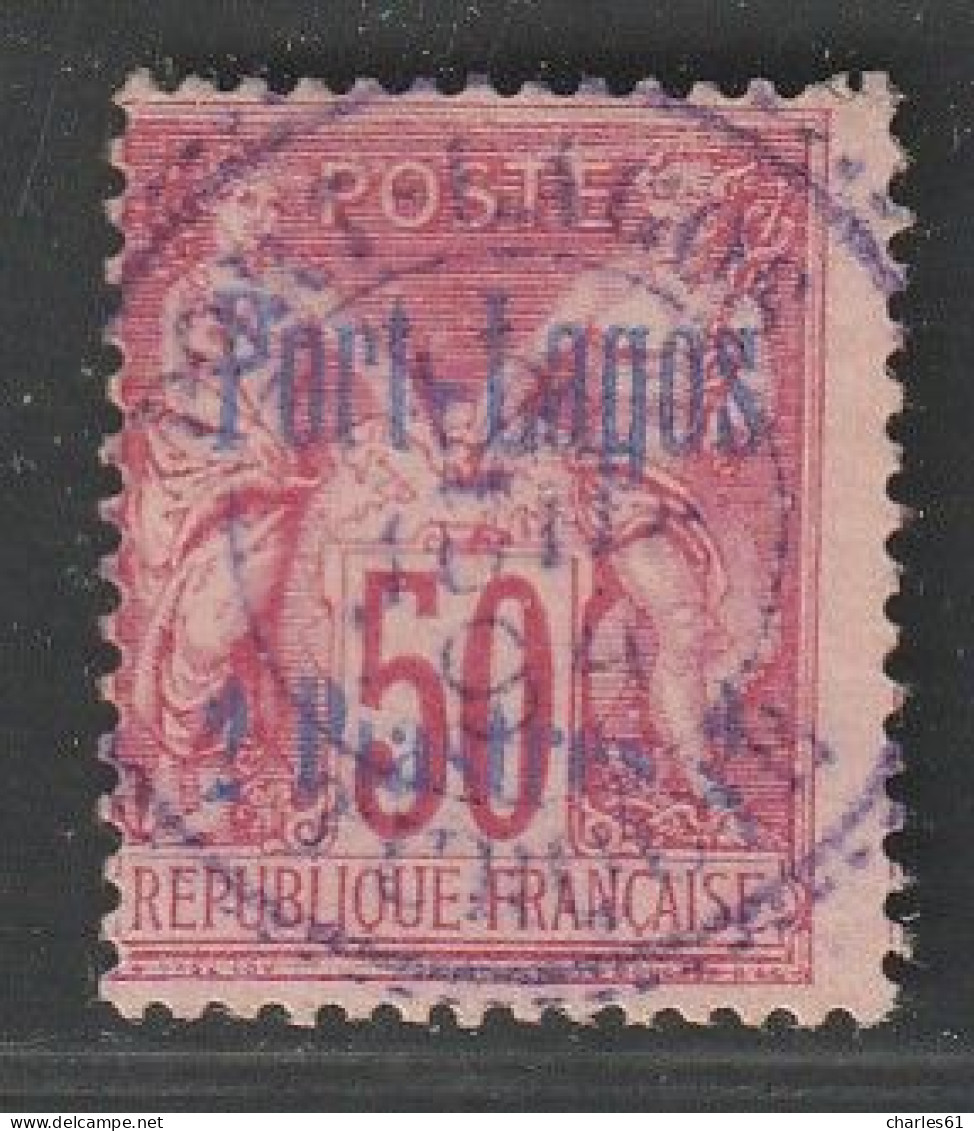 PORT LAGOS - N°5 Obl (1893) 2p Sur 50c Rose - Oblitérés