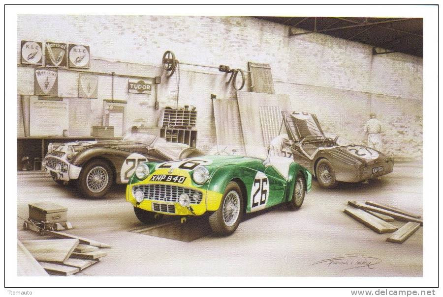 Triumph TR3S   -   24 Heures Du  Mans 1959   -  Artiste: Francois Bruere - CPM - Le Mans