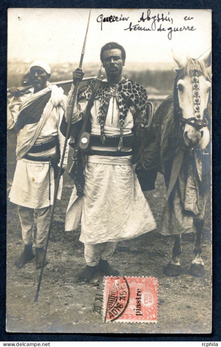 RC 26573 ETHIOPIE 1909 GUERRIER ABYSSINIE EN TENUE DE GUERRE CARTE PHOTO TRÈS BEAU CLICHÉ ( VOIR DESCRIPTION ) - Etiopia