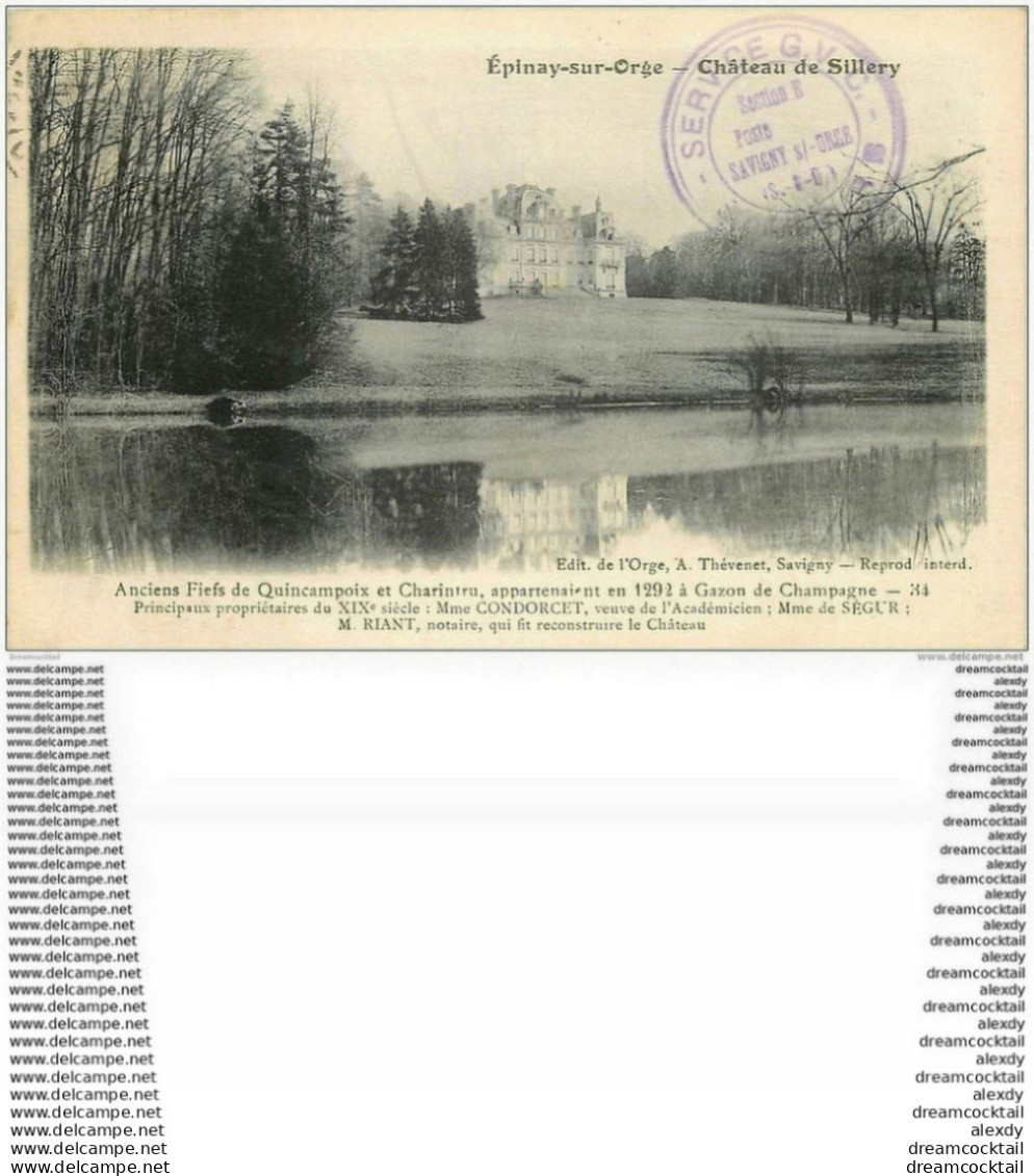 91 EPINAY SUR ORGE. Château De Sillery 1916 - Epinay-sur-Orge