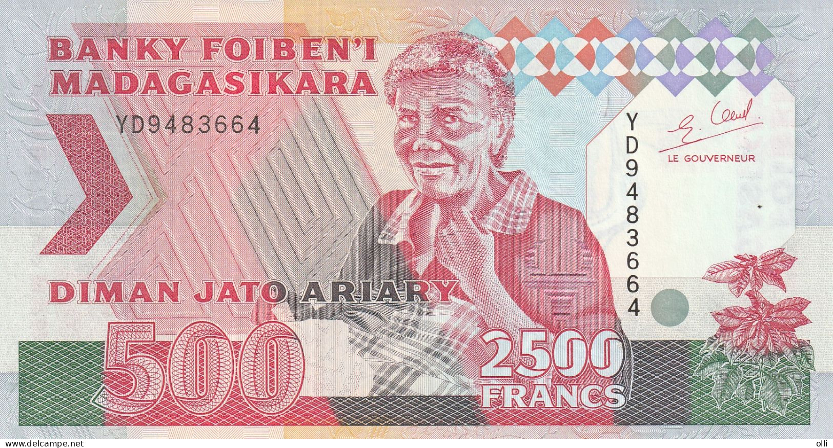 Madagascar 2500 Francs  1993  P-72 A   UNC - Madagascar