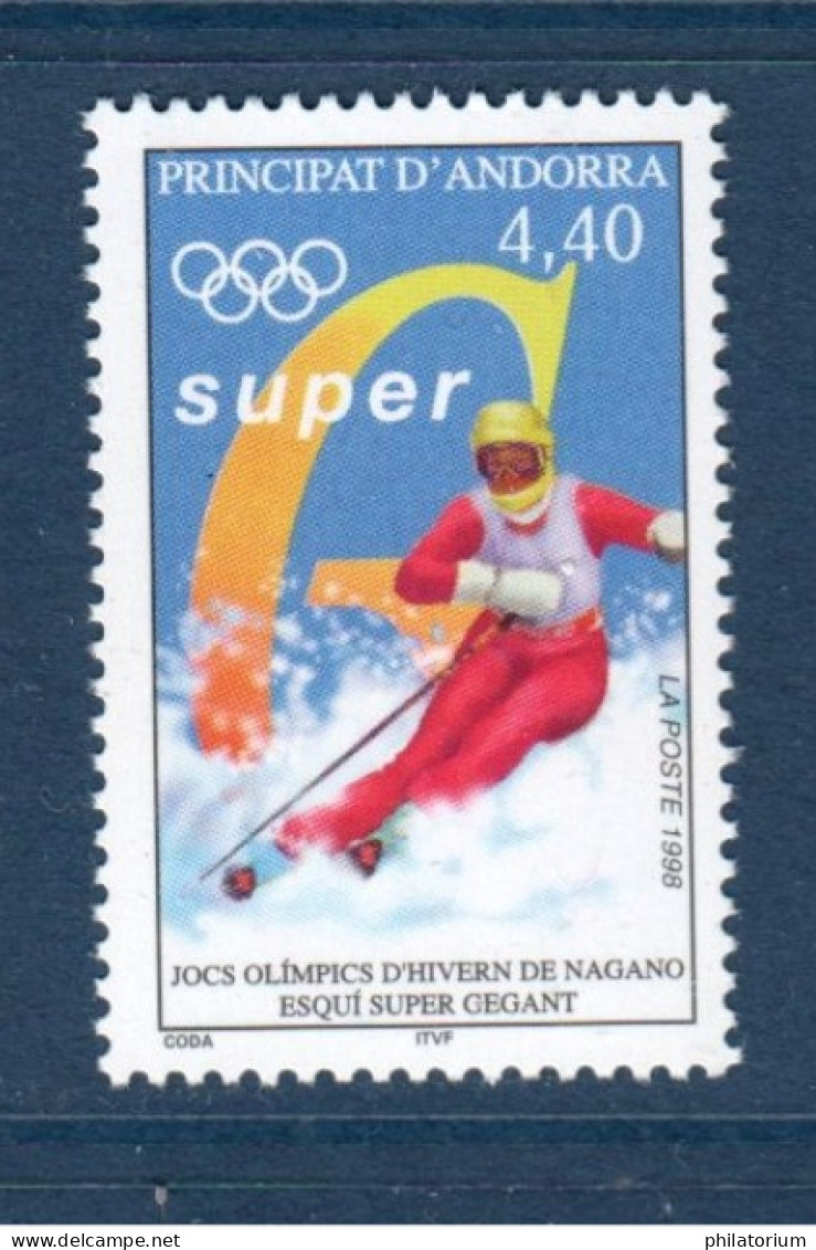 Andorre, Yv 498, Mi 519, **, Jeux Olympiques D'hiver 1998 - Nagano, Super G, Ski, - Winter 1998: Nagano