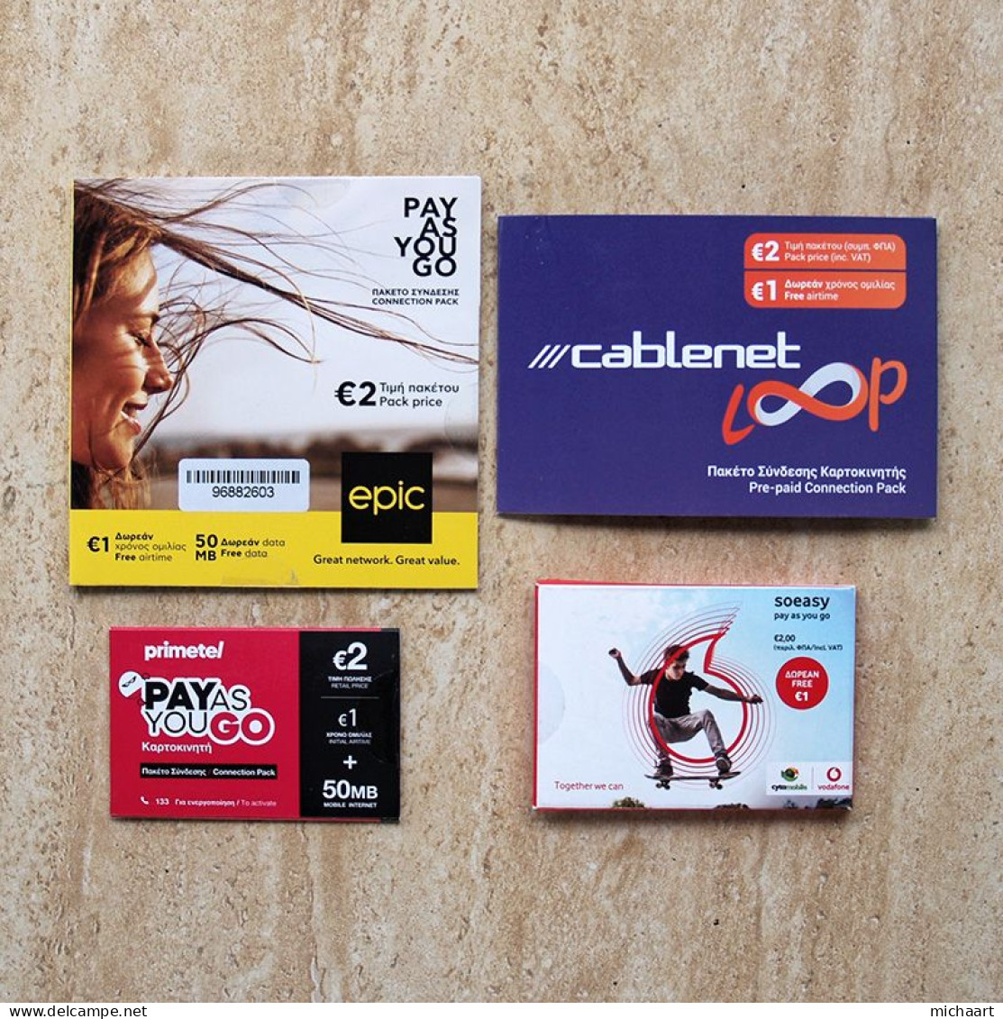 Cyprus Sim GSM Phonecards Lot Of 4 Cards New Prepaid All Different 03830 - Cyprus