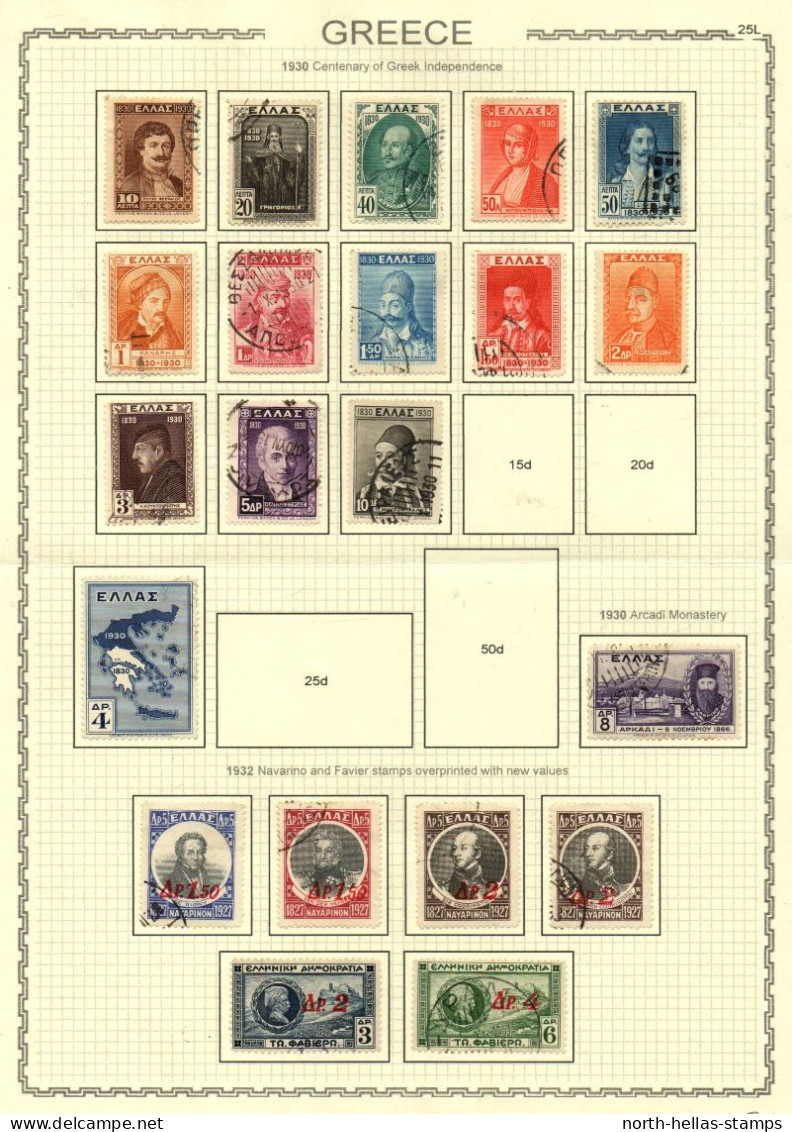 Z076 Greece 1930-32 Greek Independence And Favier-Navarino Ovpts Used Stamps A+ - Collections (sans Albums)