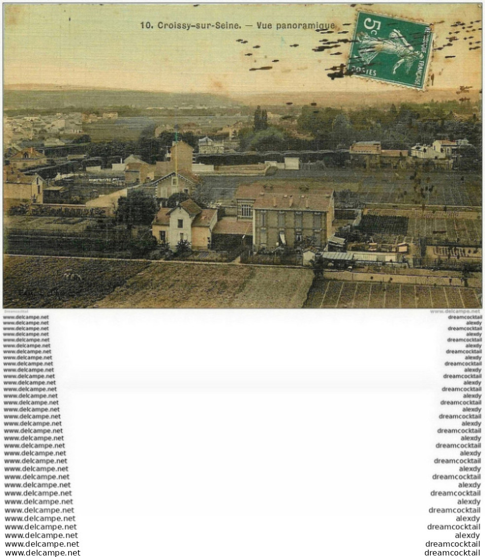 WW 78 CROISSY-SUR-SEINE. Vue Panoramique Sur La Ville. Carte Toilée 1908 - Croissy-sur-Seine