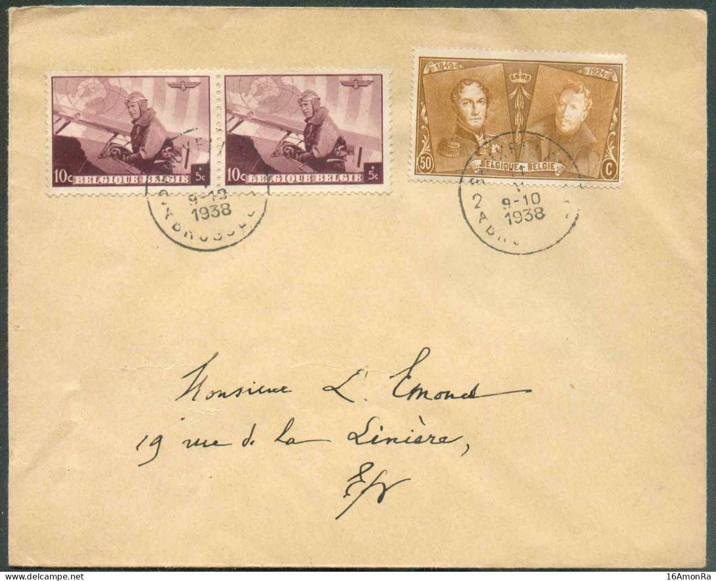 N°228-466(paire) - Affr. 75ème ANNIVERSAIRE De L'EPAULETTE - LEOPOLD III AVIATEUR à 70c. Obl. Sc BRUXELLES 2 Sur Lettre - Covers & Documents