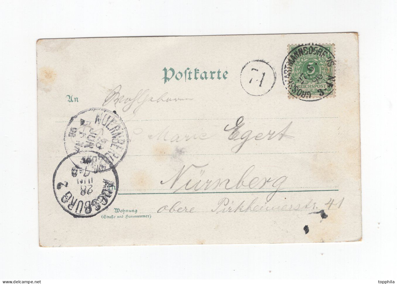 1896 Sachsen Frühes Farblitho Gruss Aus Grosshartmannsdorf Nach Nürnberg - Mulda (Erzgeb.)