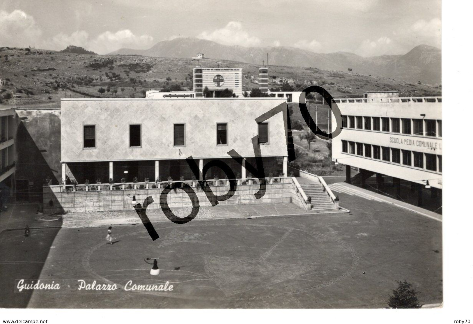 C. POSTALE-CARTOLINA - GUIDONIA  PALAZZO COMUNALE  - LUCIDA  FORMATO GRANDE VIAGGIATA 1956 - Guidonia Montecelio