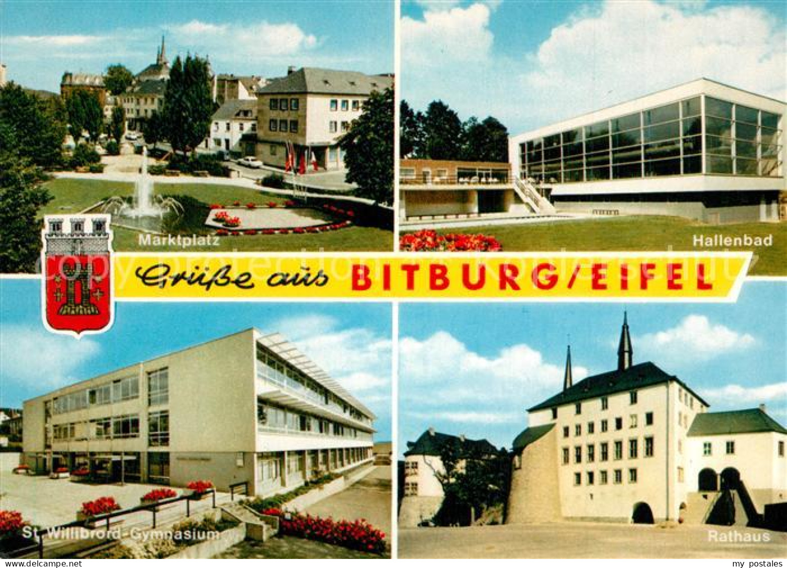 43346117 Bitburg Marktplatz Hallenbad Gymnasium Rathaus Bitburg - Bitburg