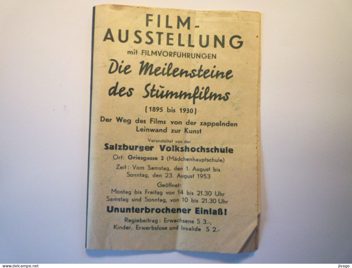 2023 - 3353  PUB ALLEMANDE 4 Volets  " FILM AUSSTELLUNG " Mit Filmvorfuhrungen Die  Meilensteine Des Stummfilms  1953 - Non Classificati