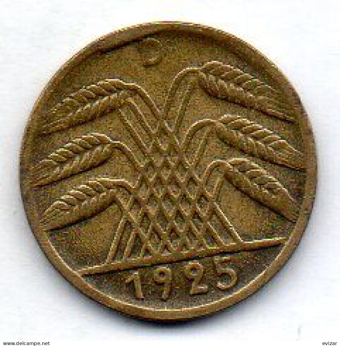 GERMANY - WEIMAR REPUBLIC, 5 Reichs Pfennig, Aluminum-Bronze, Year 1925-D, KM # 39 - 5 Rentenpfennig & 5 Reichspfennig