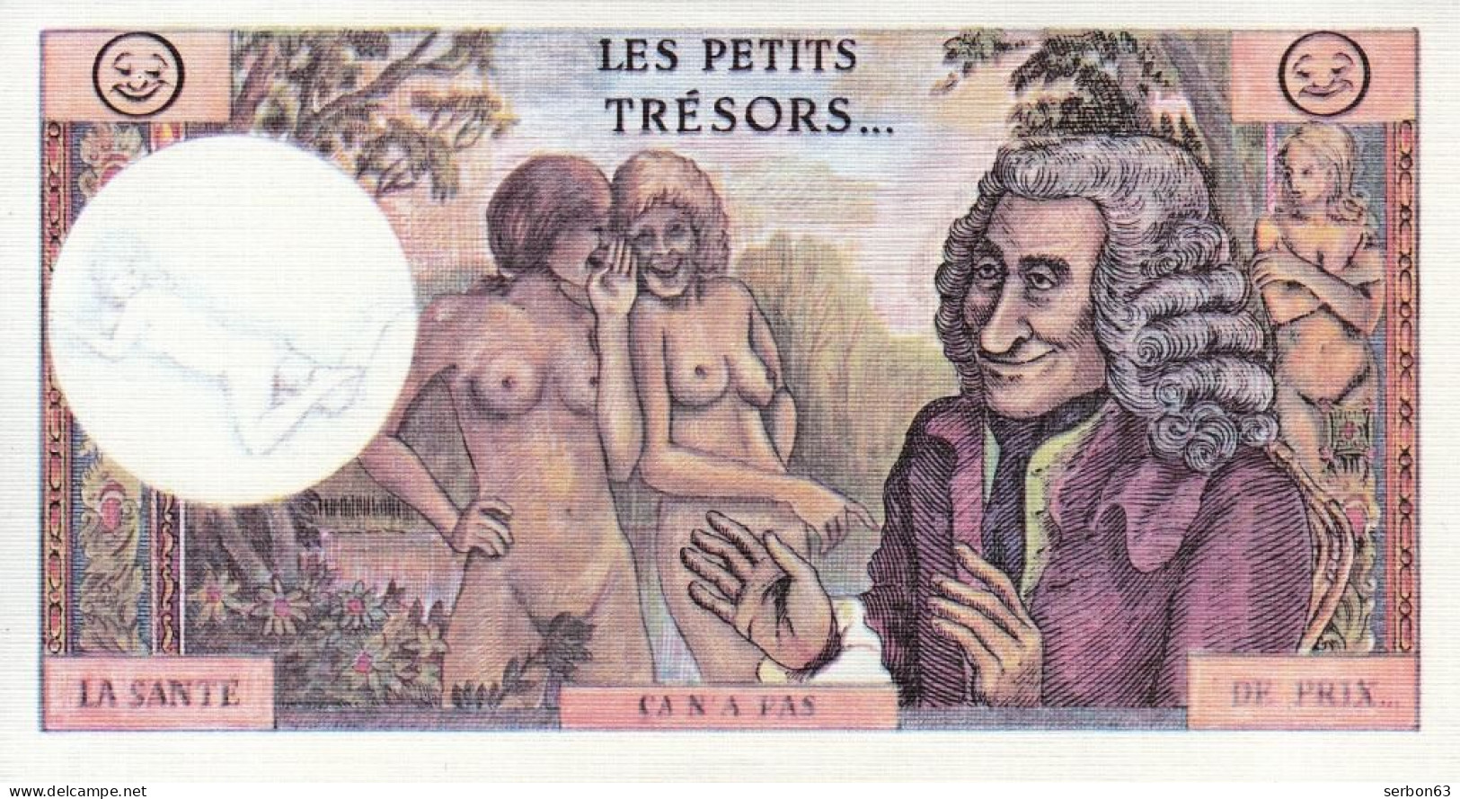 1 SPÉCIMEN VRAIE FAUSSE MONNAIE FICTIF GENRE 10 FRANCS VOLTAIRE SUR PAPIER FILIGRANE - SITE Serbon63 - Ficción & Especímenes