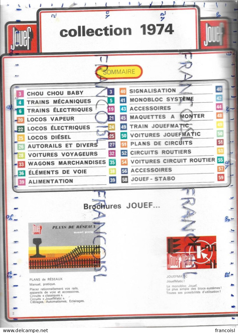 Catalogue Jouef 1974. Circuits De Trains Et Voitures - Chemin De Fer & Tramway
