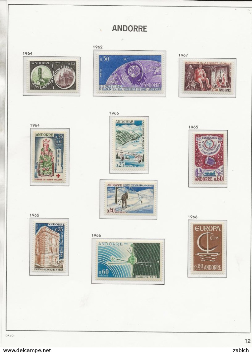 ANDORRE 1962 /1971 23 TIMBRES NEUFS SANS CHARNIERES - Neufs