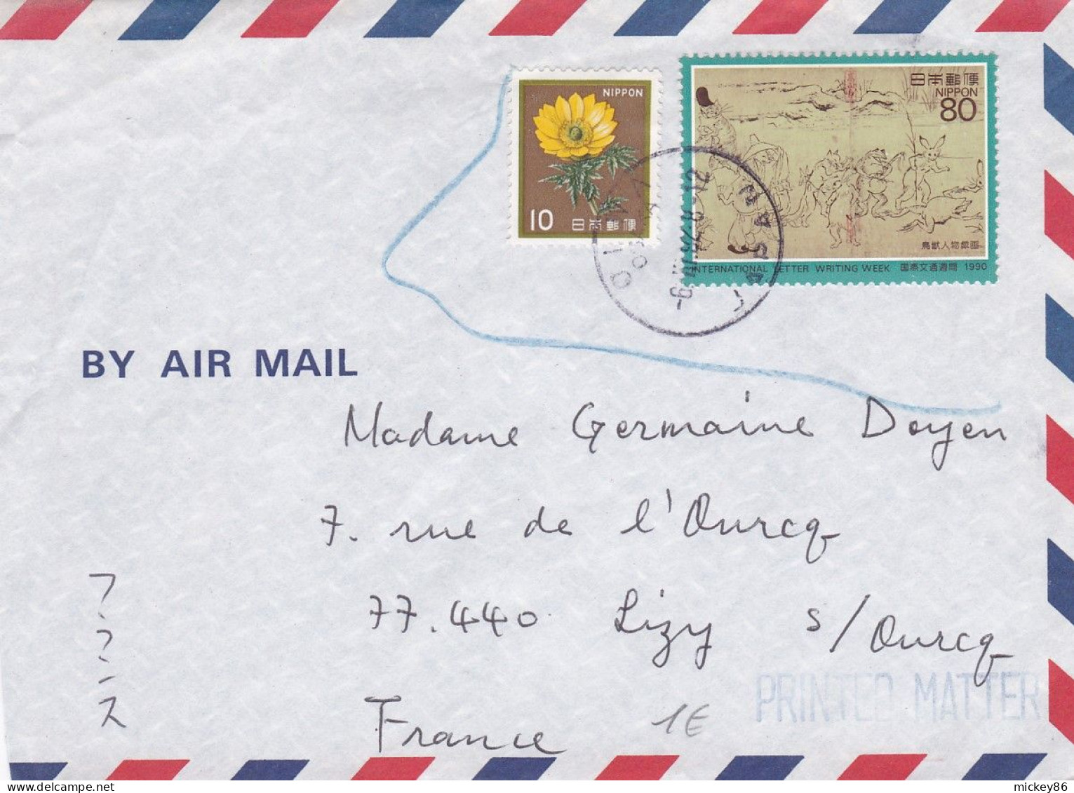 Japon--1990-Lettre OSAKA  Pour LIZY Sur OURCQ-77 (France)...timbres , Cachet ........à Saisir - Cartas & Documentos