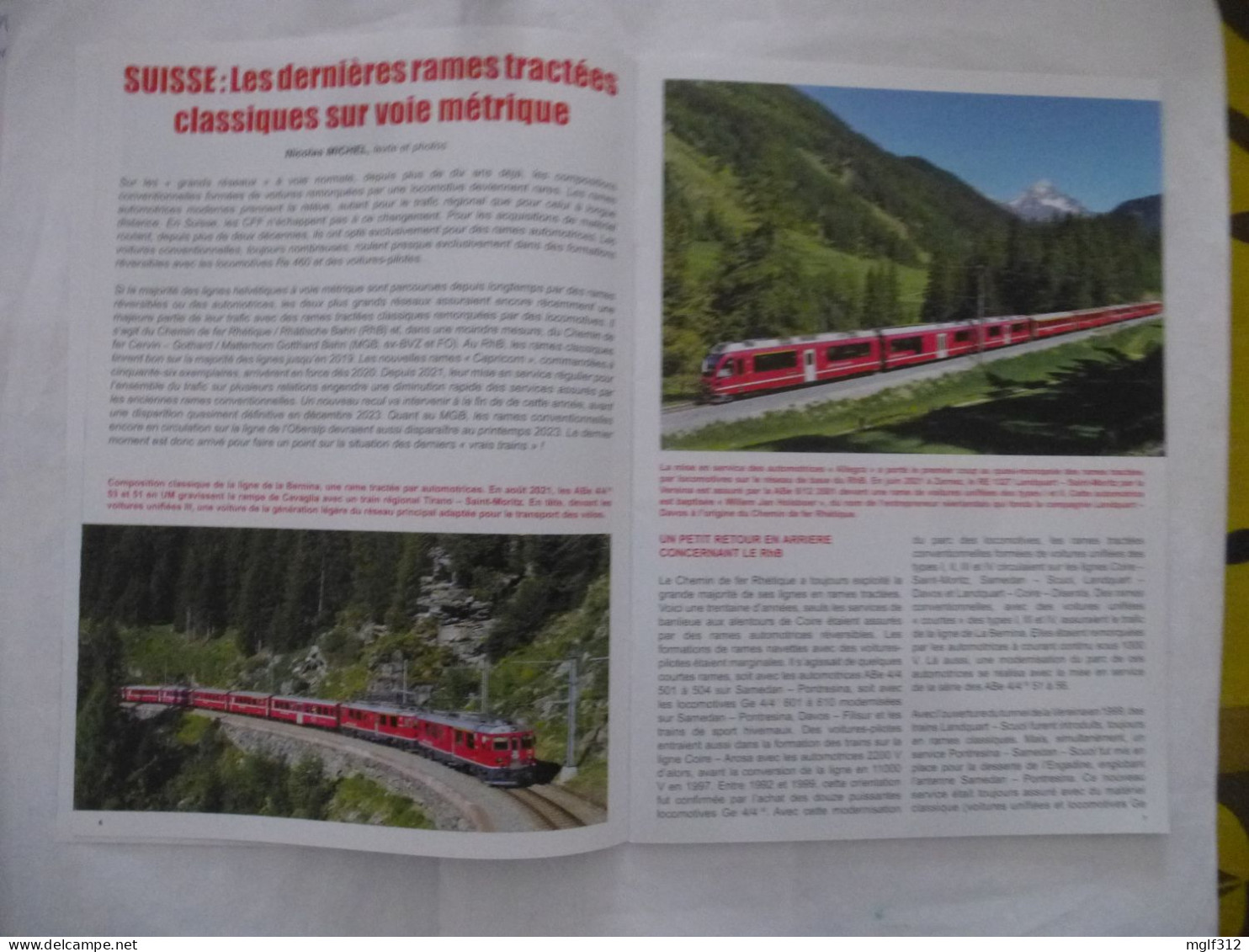 SUISSE : DERNIERES RAMES TRACTEES SUR VOIE METRIQUE - L'Echo Du Rail Septembre -Octobre 2022 - Spoorwegen En Trams