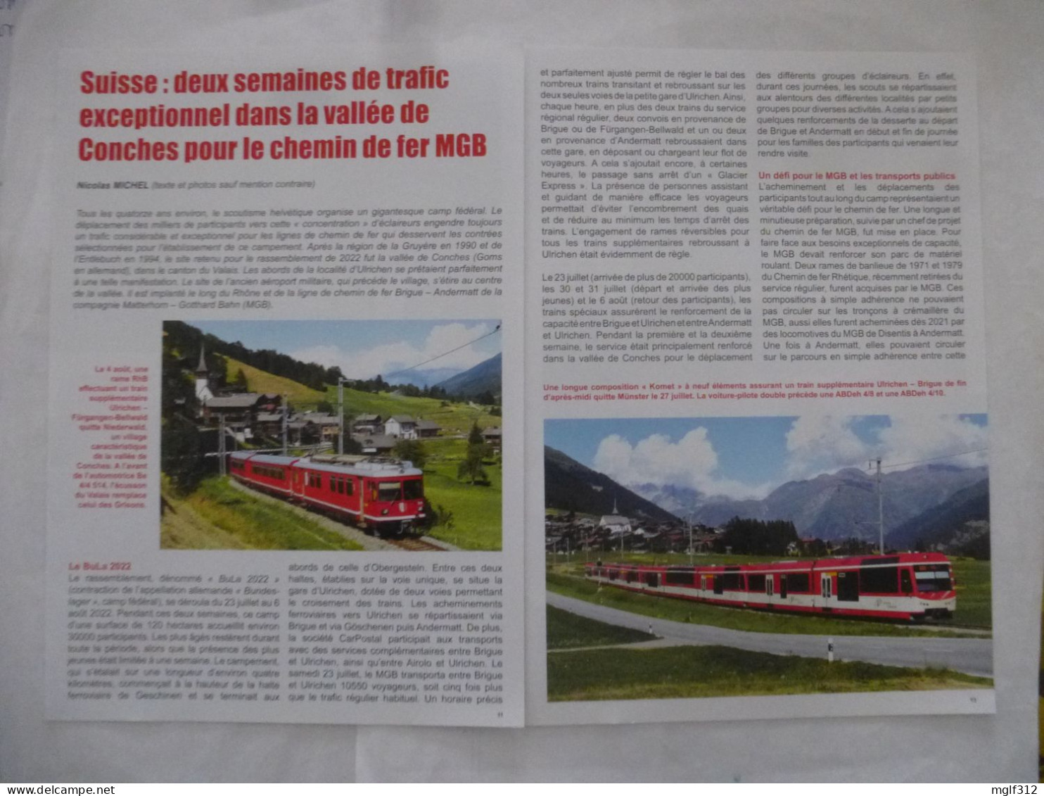 SUISSE : DERNIERES RAMES TRACTEES SUR VOIE METRIQUE - L'Echo Du Rail Septembre -Octobre 2022 - Railway & Tramway