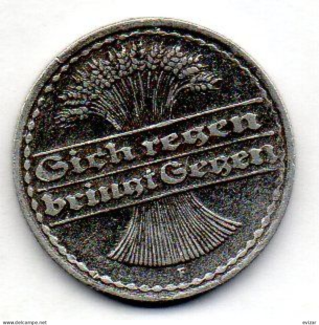 GERMANY - WEIMAR REPUBLIC, 50 Pfennig, Aluminum, Year 1921-F, KM # 27 - 50 Renten- & 50 Reichspfennig