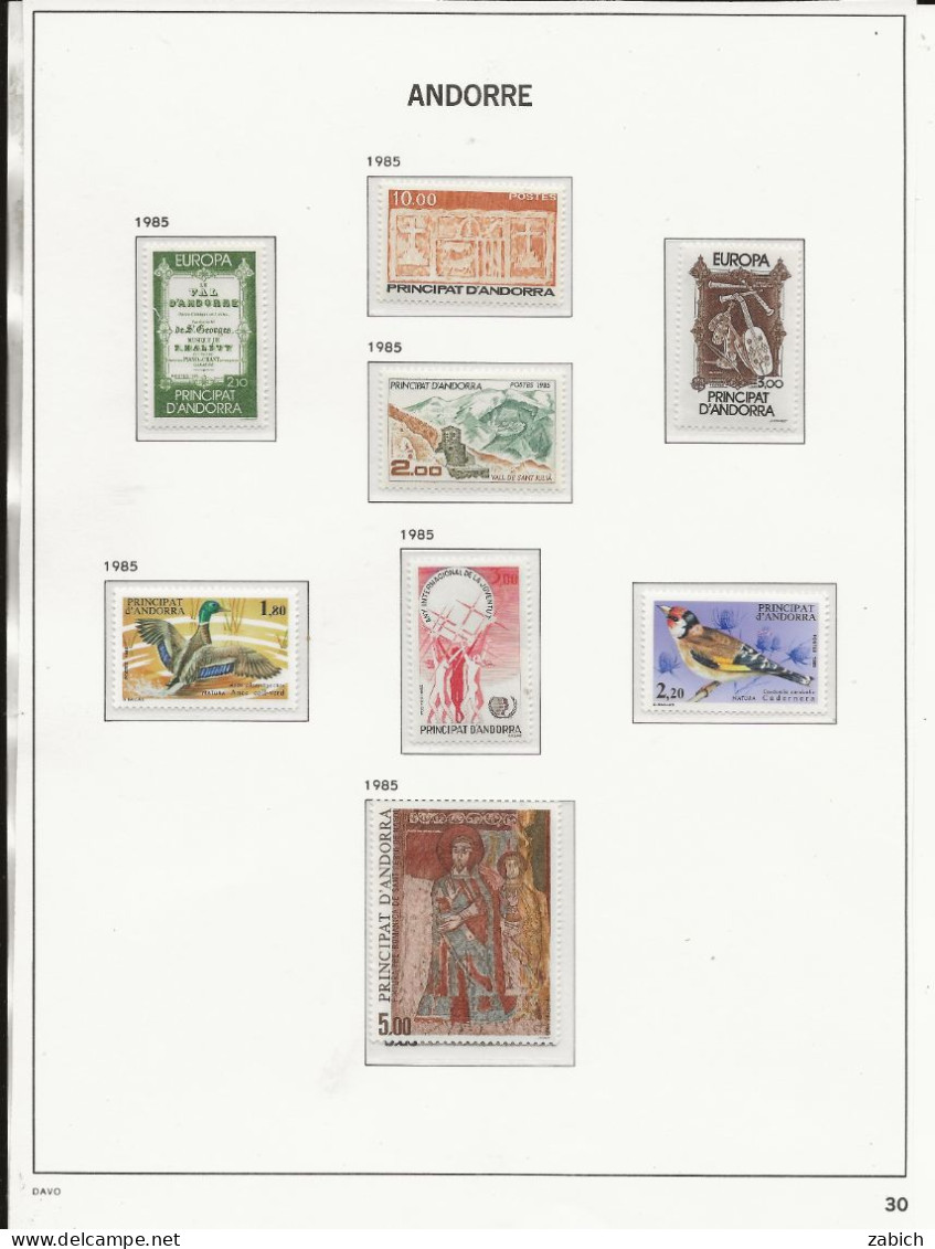ANDORRE 1984 /1987  COMPLET 39 TIMBRES NEUFS SANS CHARNIERES - Nuovi