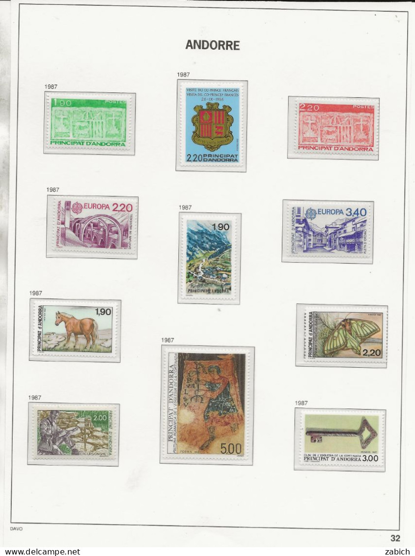 ANDORRE 1984 /1987  COMPLET 39 TIMBRES NEUFS SANS CHARNIERES - Ungebraucht