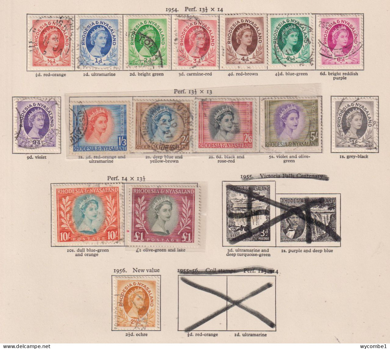 RHODESIA AND NYASALAND -  1954 Definitive Set Used As Scan - Rhodésie & Nyasaland (1954-1963)