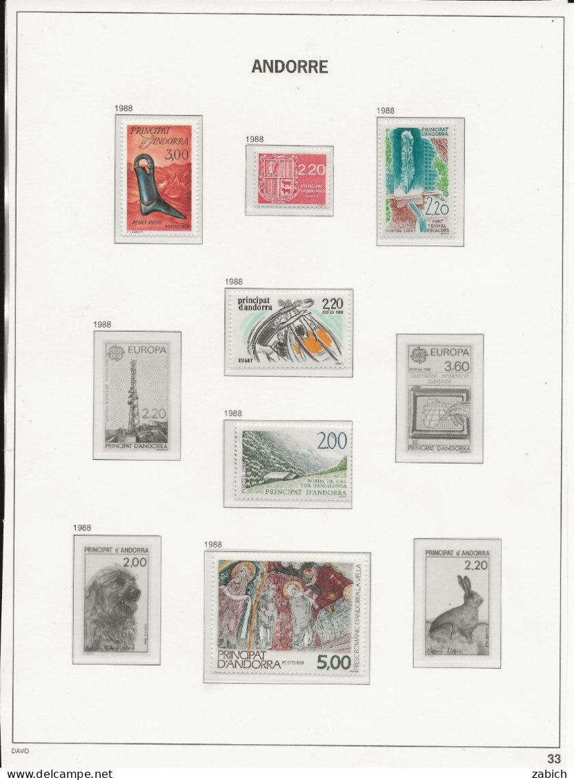 ANDORRE 1988 /1990  C 29 TIMBRES NEUFS SANS CHARNIERES - Nuovi