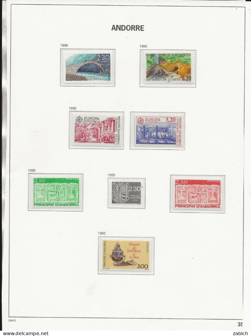 ANDORRE 1988 /1990  C 29 TIMBRES NEUFS SANS CHARNIERES - Neufs