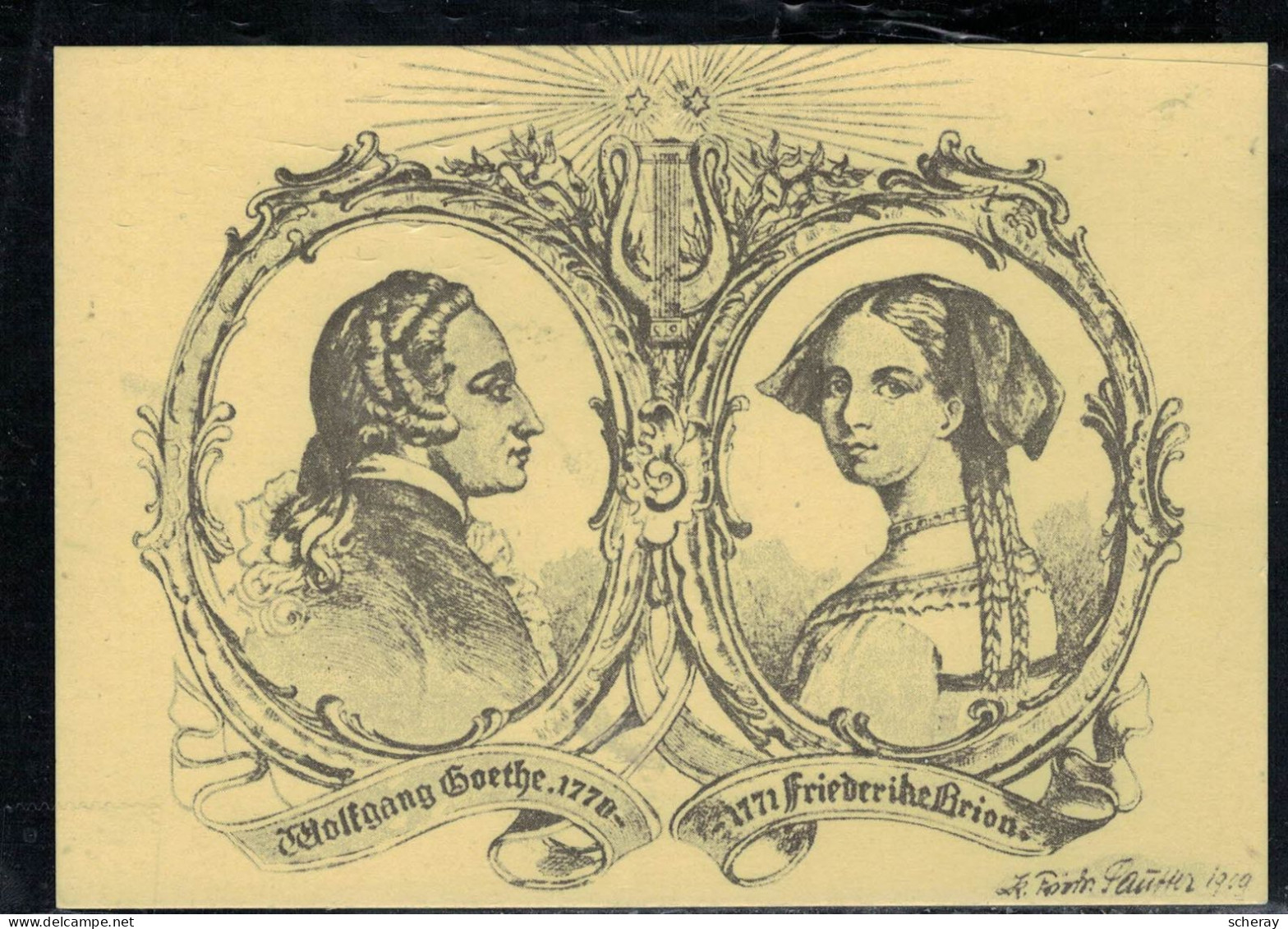 CARTE POSTALE DU MUSEE GOETHE GRAVURES  WOLFGANG GOETHE ET FRIEDERIKE BRION - Verzamelingen & Kavels