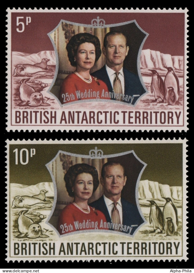 BAT / Brit. Antarktis 1972 - Mi-Nr. 43-44 ** - MNH - Silberhochzeit - Unused Stamps