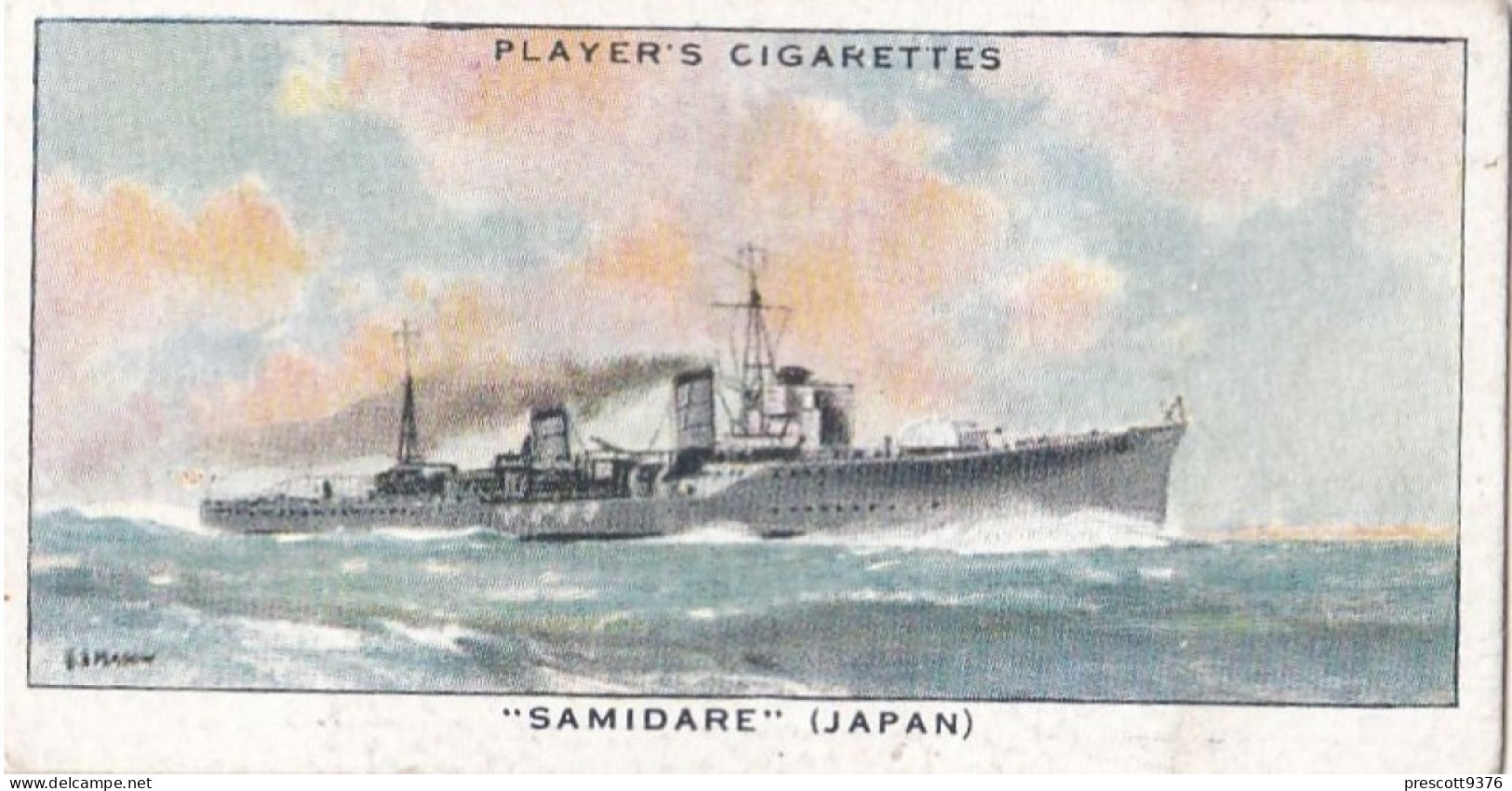 Modern Naval Dress.1939 - 37 Samidare, Japan, Destroyer - Players Cigarette Card - Player's