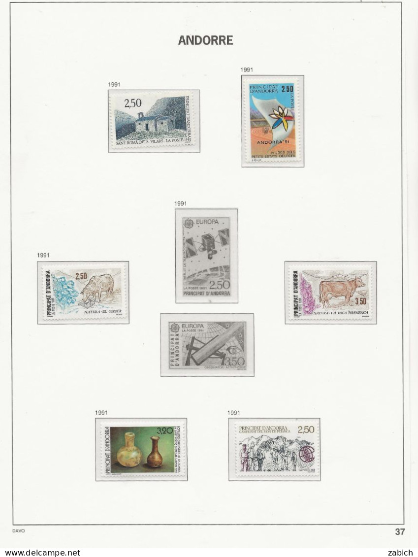 ANDORRE 1991 /1992  20 TIMBRES NEUFS SANS CHARNIERES - Neufs