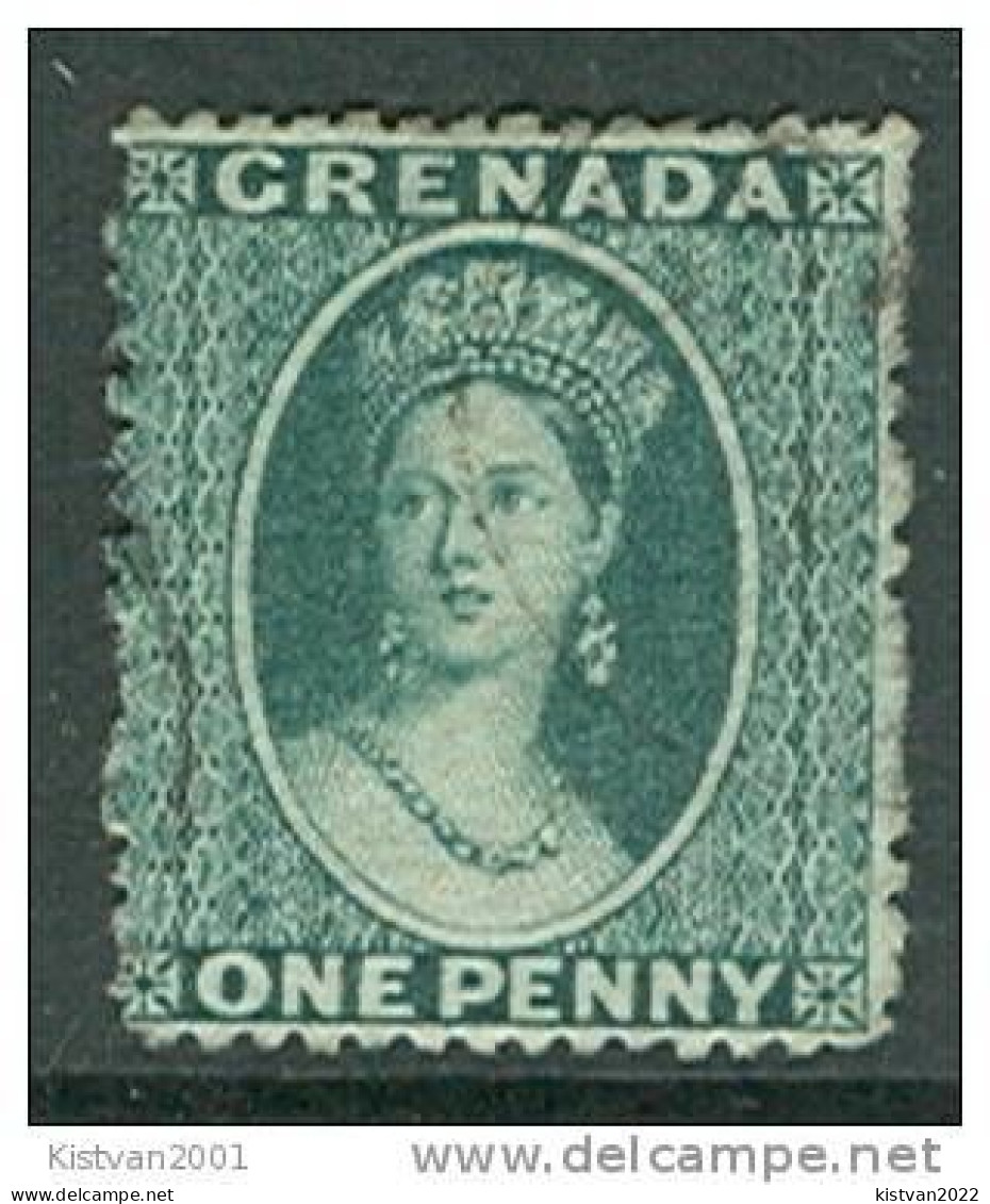 Grenada Victoria Stamp Used, One Penny Dark Green - Grenada (...-1974)