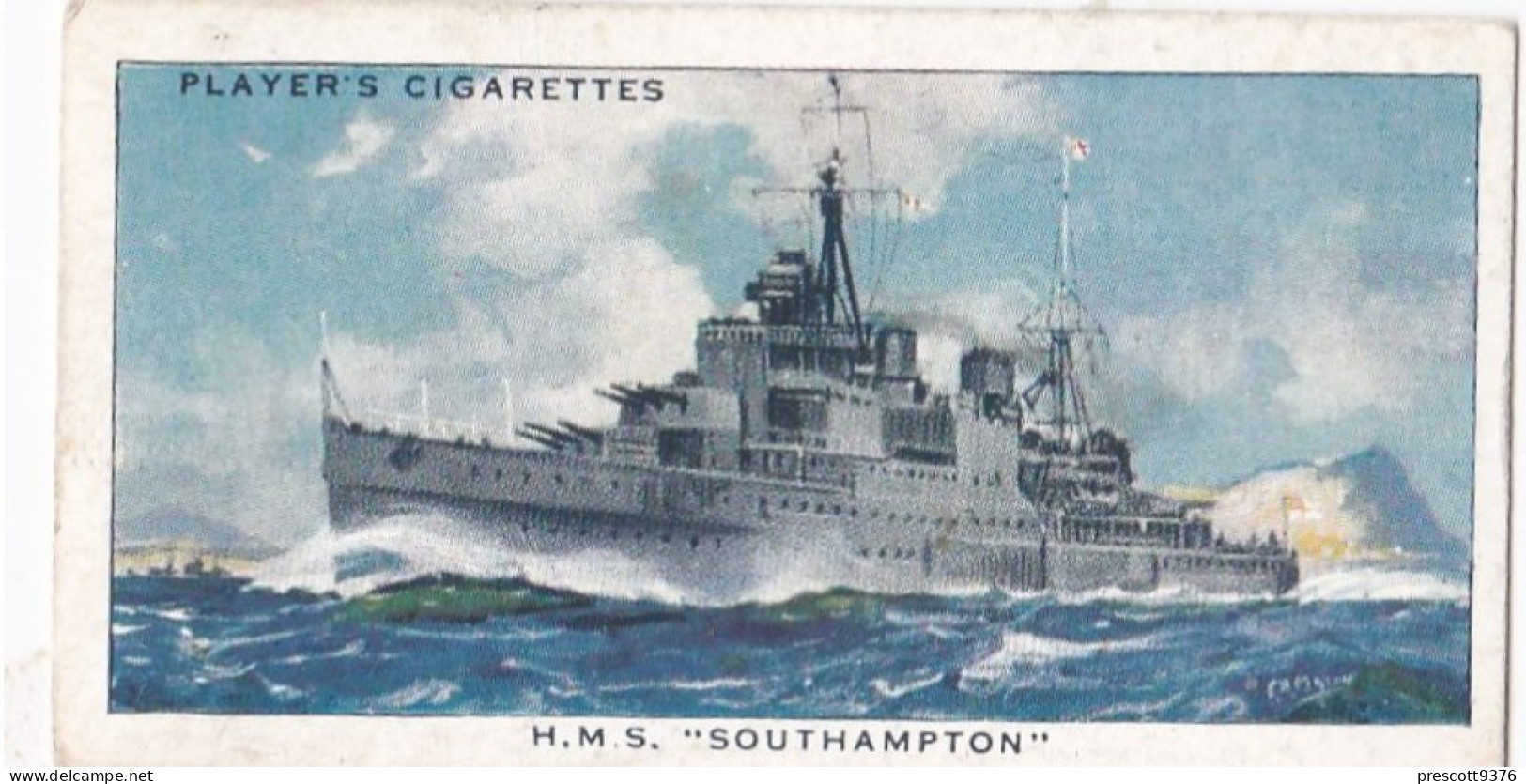 Modern Naval Dress.1939 - 8 HMS Southampton, Great Britain, Cruiser - Players Cigarette Card - Player's