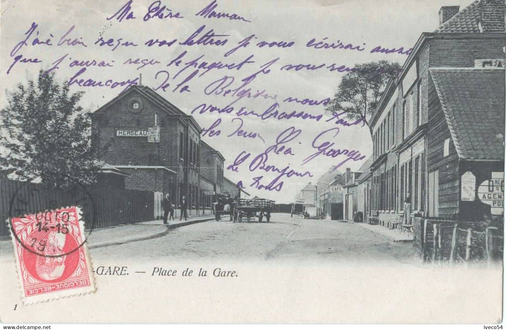 1910    Herseaux Gare  " La Place " - Moeskroen