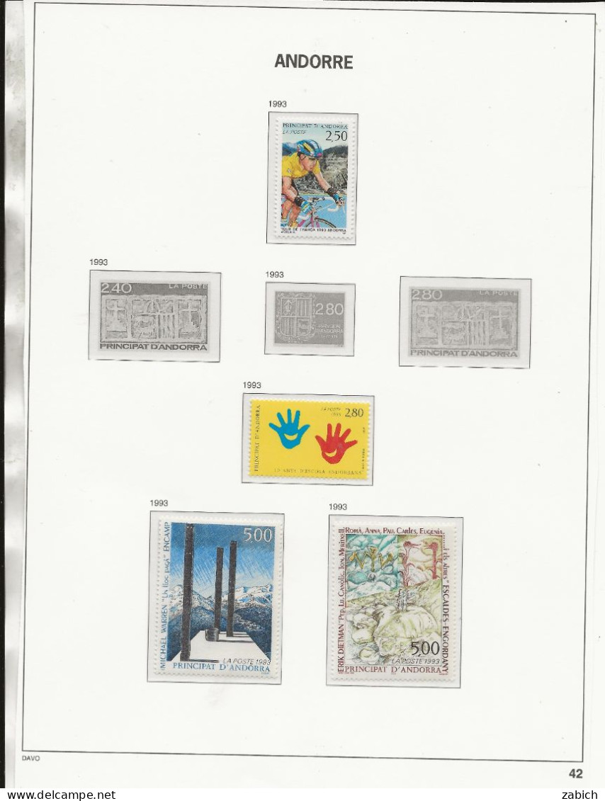ANDORRE 1993 /1994  26 TIMBRES NEUFS SANS CHARNIERES - Unused Stamps