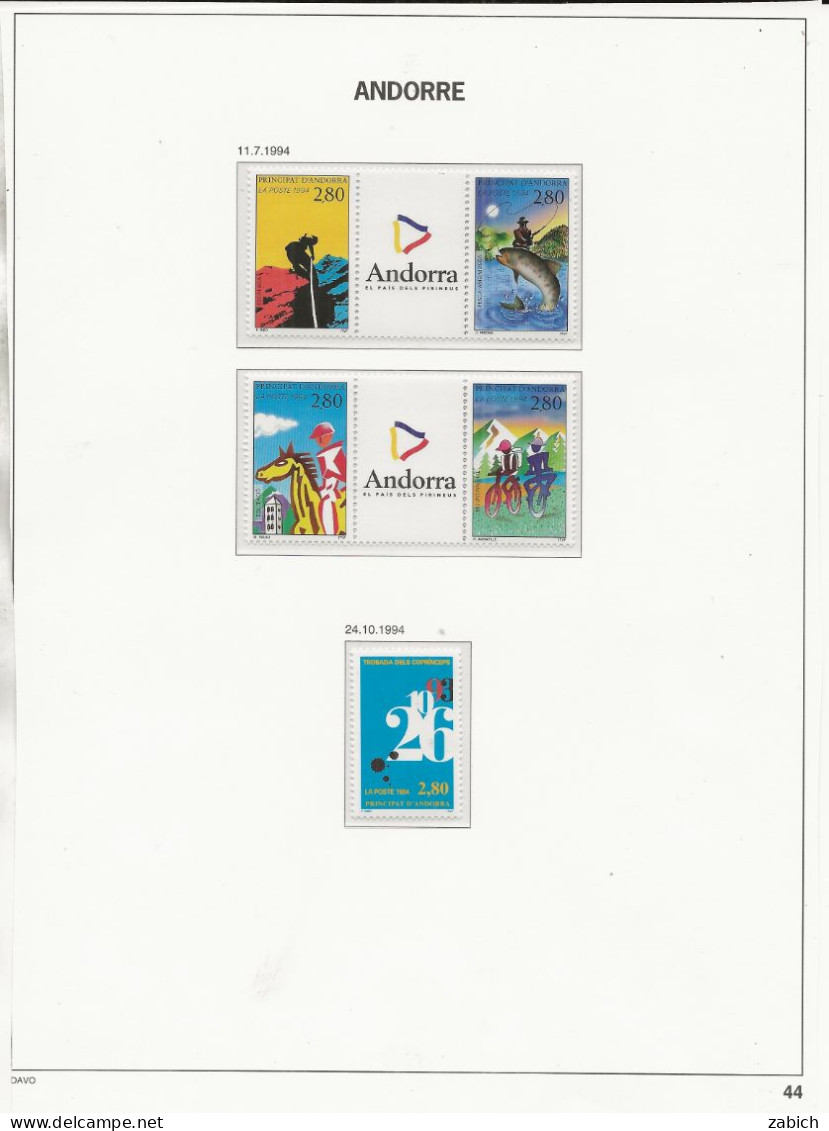 ANDORRE 1993 /1994  26 TIMBRES NEUFS SANS CHARNIERES - Nuovi