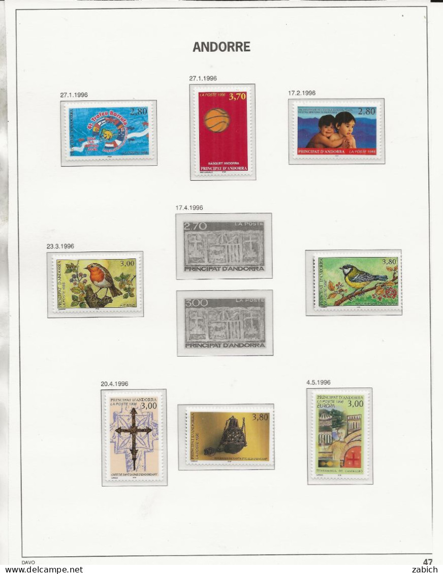 ANDORRE 1995 /1996  25 TIMBRES NEUFS SANS CHARNIERES - Neufs