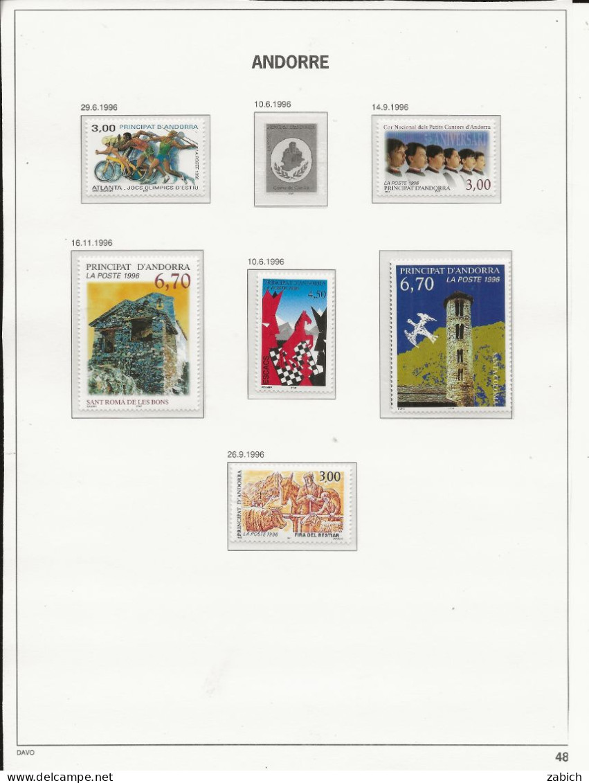 ANDORRE 1995 /1996  25 TIMBRES NEUFS SANS CHARNIERES - Neufs