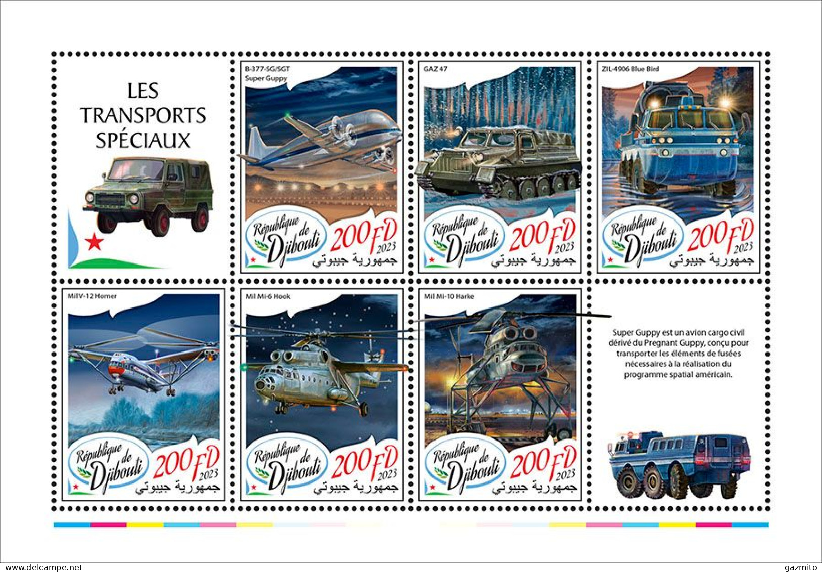 Djibouti 2023, Transport, Truck, Helicopters, Plane, Police, 6val In BF - Trucks