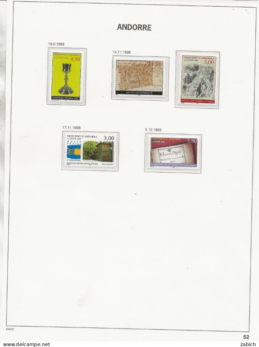 ANDORRE 1997 /1998  27 TIMBRES NEUFS SANS CHARNIERES - Unused Stamps