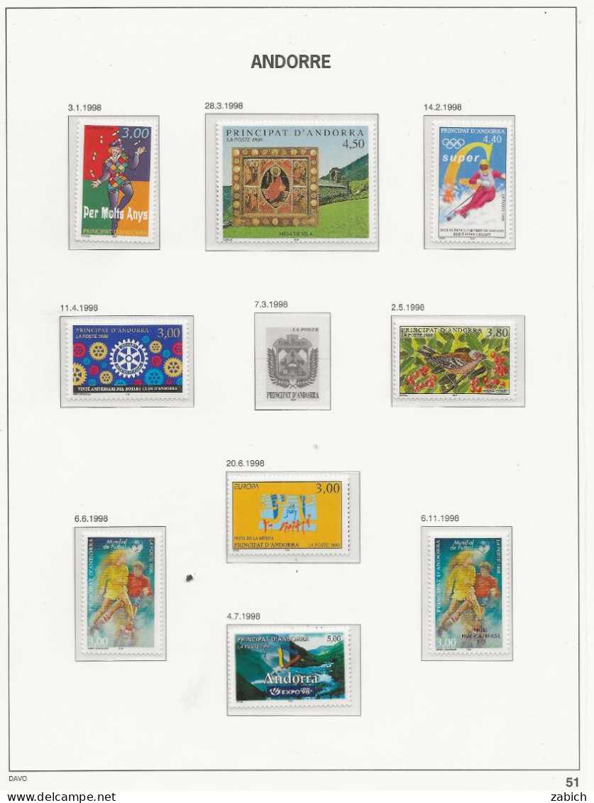 ANDORRE 1997 /1998  27 TIMBRES NEUFS SANS CHARNIERES - Nuovi