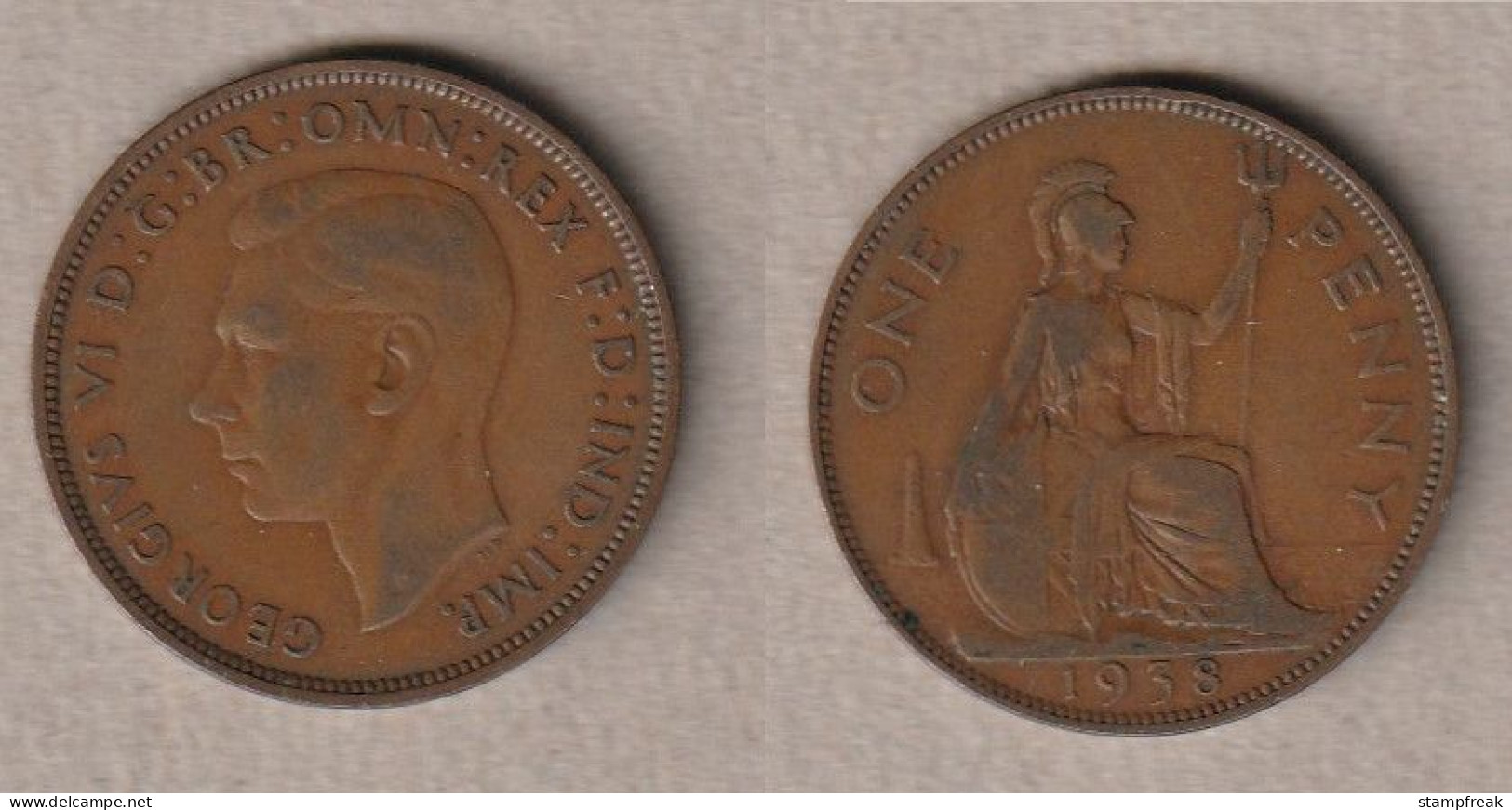 01954) Grossbritannien, 1 Penny 1938, George VI - Otros & Sin Clasificación