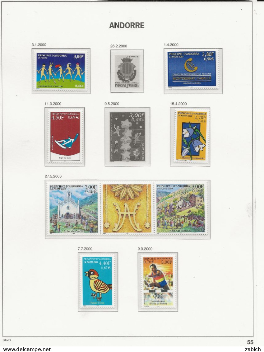 ANDORRE 1999 /2000  23 TIMBRES NEUFS SANS CHARNIERES + BLOC - Nuovi