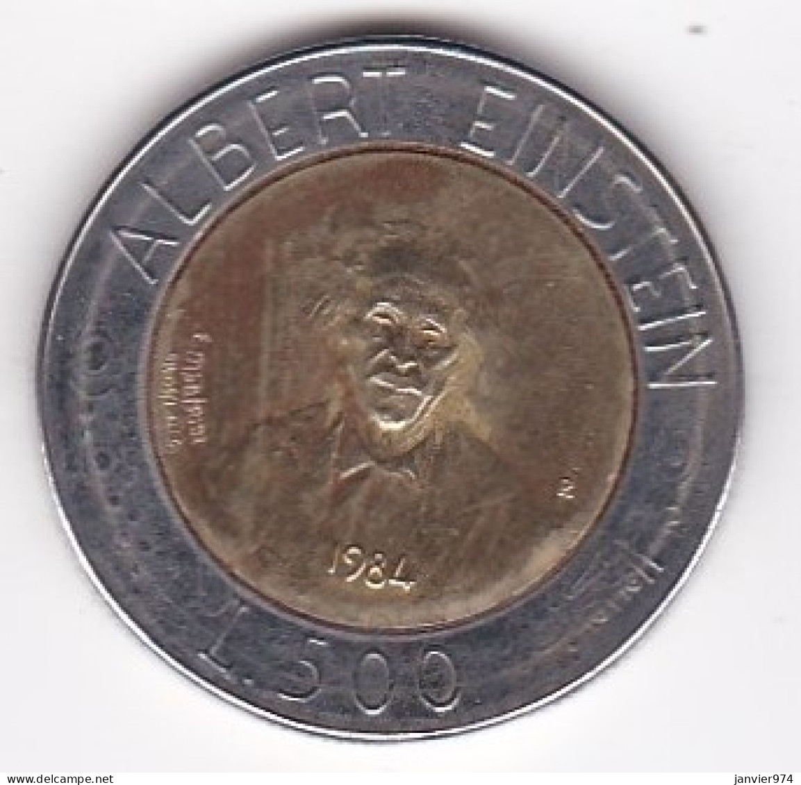 San Marino , 500 Lire 1984 , Albert Einstein , Bimétallique,  KM# 167, Neuve UNC - San Marino