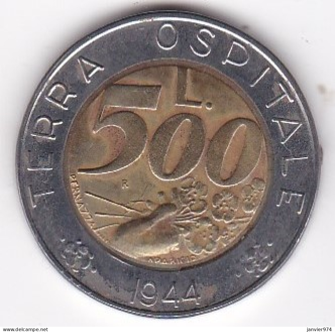 San Marino , 500 Lire 1991, Terra Ospitale 1944, Bimétallique,  KM# 269, Neuve UNC - Saint-Marin