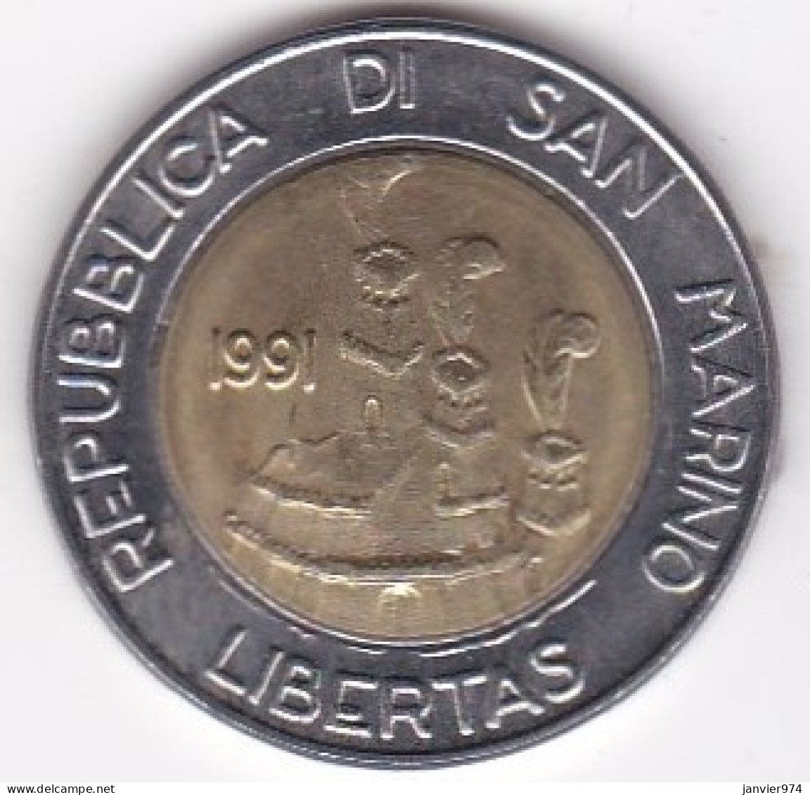 San Marino , 500 Lire 1991, Terra Ospitale 1944, Bimétallique,  KM# 269, Neuve UNC - San Marino