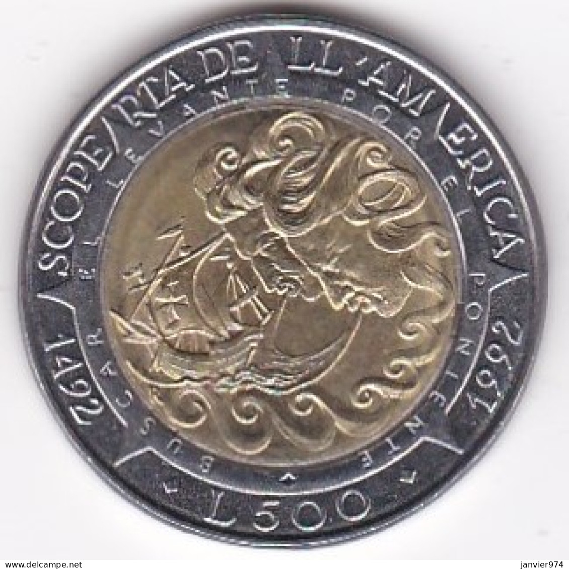 San Marino , 500 Lire1992, Découverte De L'Amérique, Bimétallique,  KM# 286, Neuve UNC - Saint-Marin