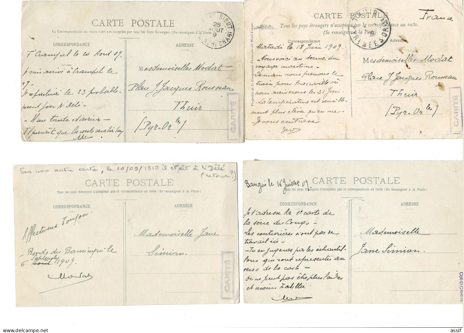 Capitaine Jean Modat ( 1874 - 1941 ) Militaire Et Explorateur 13 Cartes Autographe Congo Soudan 1909 - 1911 - Congo Français