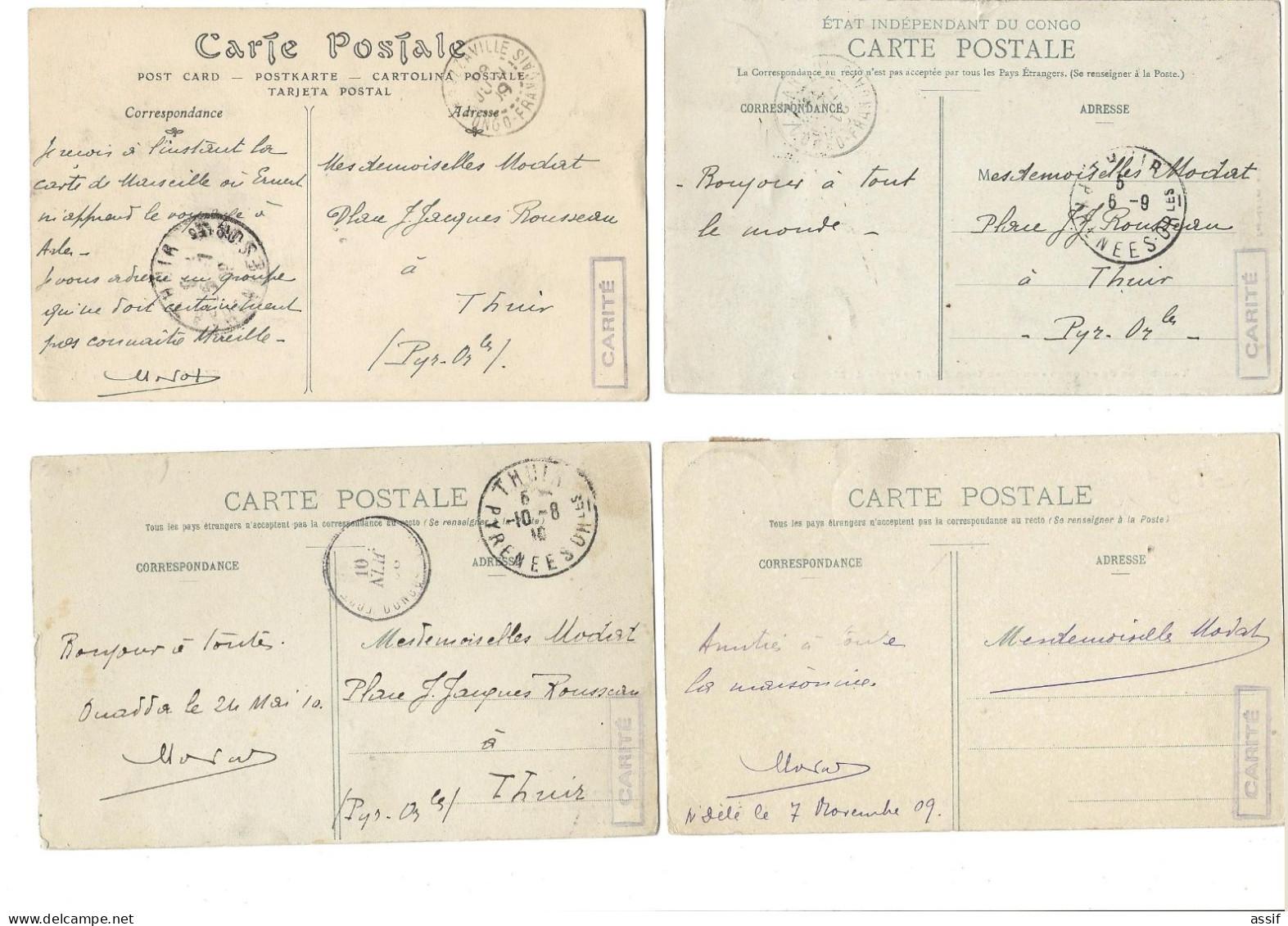 Capitaine Jean Modat ( 1874 - 1941 ) Militaire Et Explorateur 13 Cartes Autographe Congo Soudan 1909 - 1911 - Congo Français